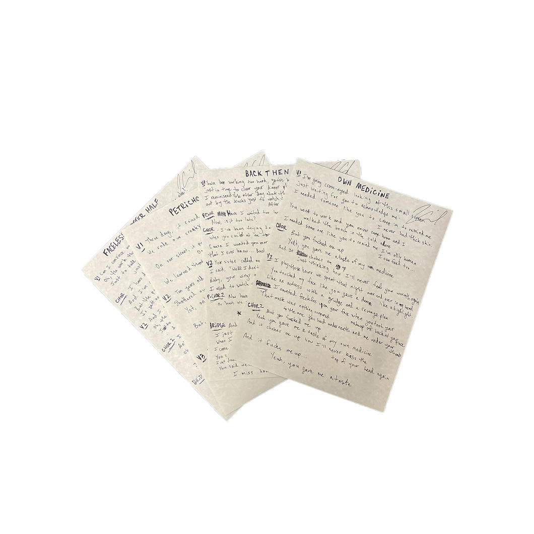 Signed Hand-written Lyric Sheets